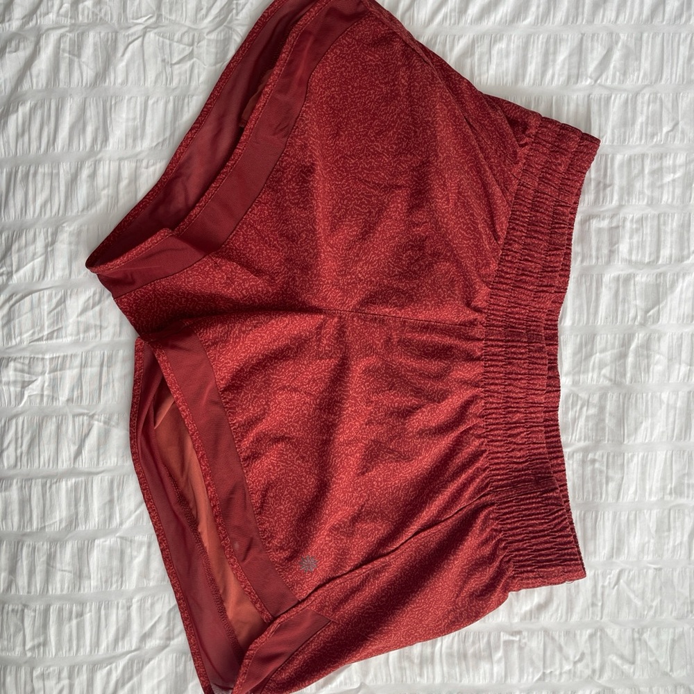 Athleta Rust Red Racer Run Shorts